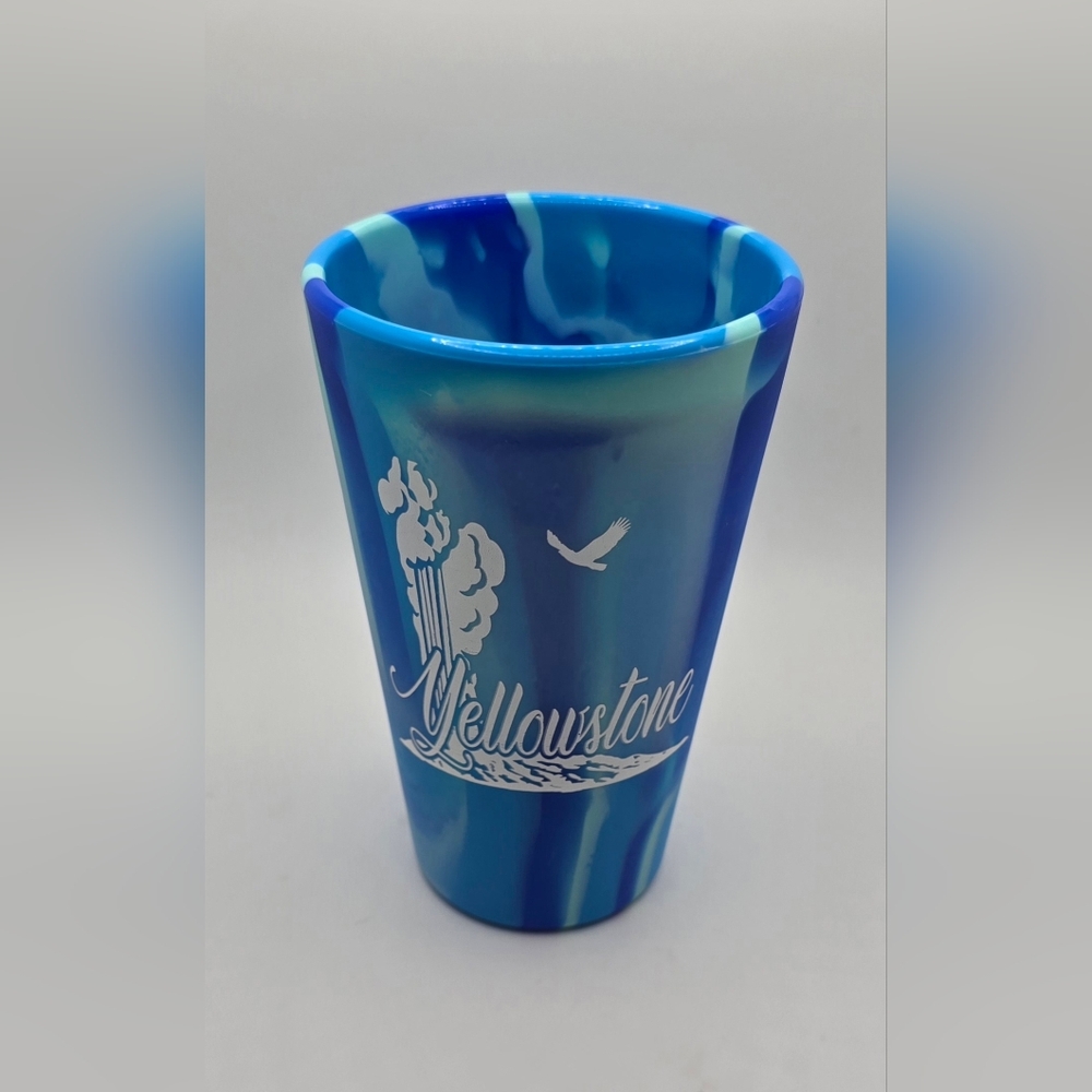Yellowstone Sili Pint 16Oz Silicone Cup Neon Blue Tie Dye Unbreakable Tumbler